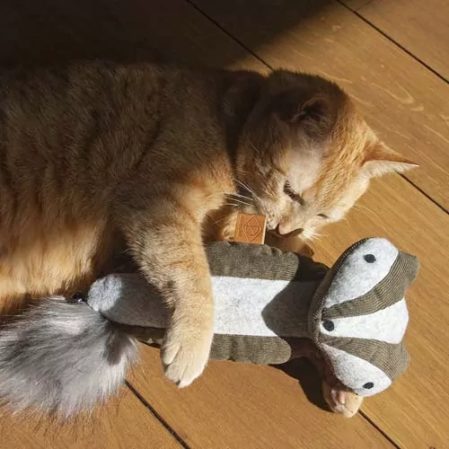 EBI D&D Plyšová líška plnená catnipom -žltá 40x11cm