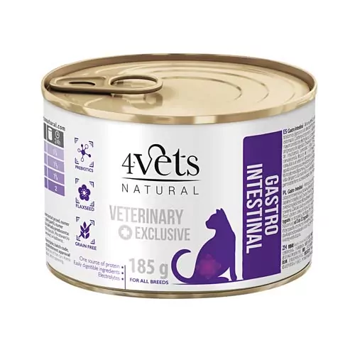 4Vets NATURAL VETERINARY EXCLUSIVE GASTRO INTESTINAL 185g pre mačky pri ochoreniach tráviaceho traktu