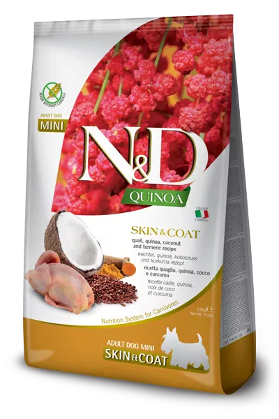 Farmina N&D dog QUINOA (GF) adult mini, skin & coat, quail & coconut 2,5 kg