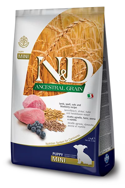 Farmina N&D dog AG puppy mini, lamb, spelt, oats & blueberry 0,8 kg