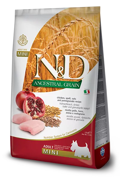 Farmina N&D dog AG adult mini, chicken, spelt, oats & pomegranate 0,8 kg
