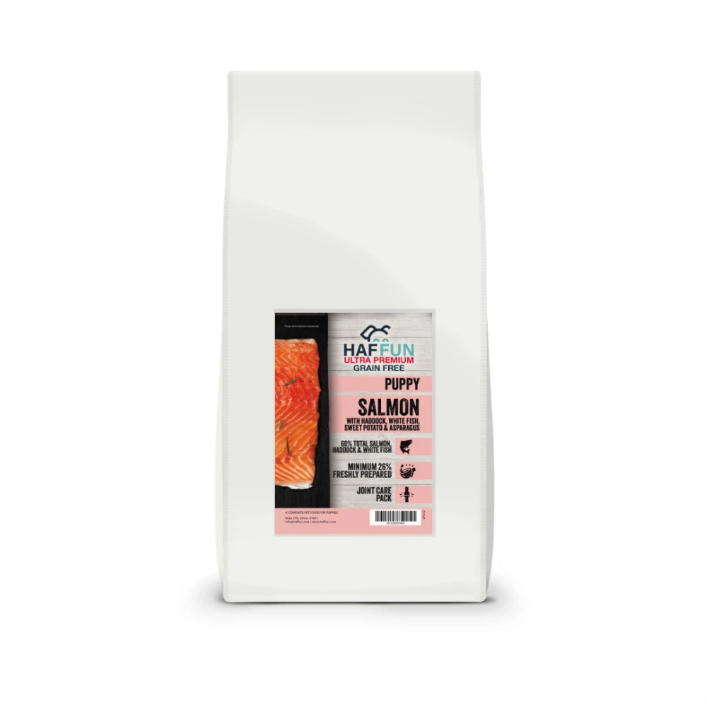 HAFFUN Šteňa Grain-Free - Losos s treskou 15kg