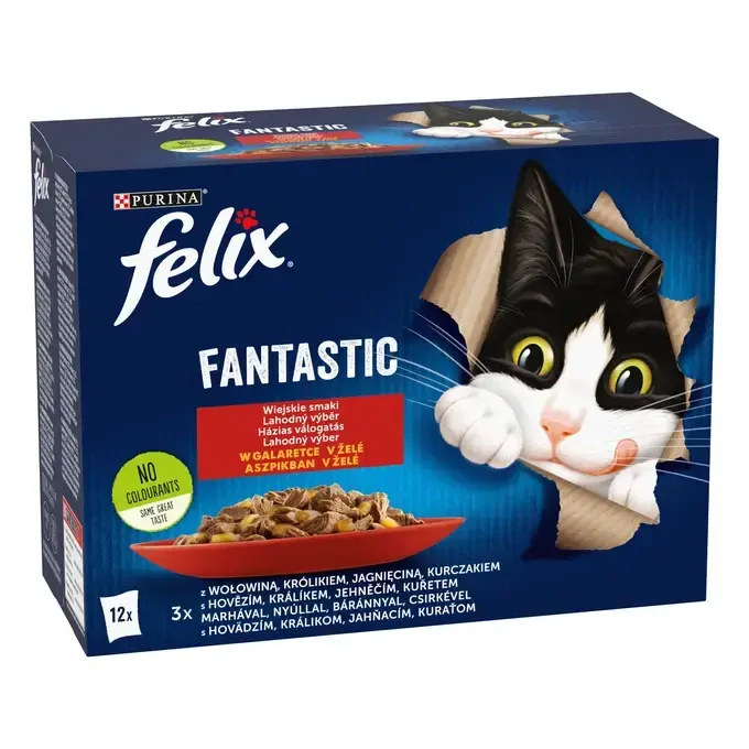 FELIX Fantastic Multipack kapsička 12x85g s kuraťom, hovädzím, králikom a jahňacím v želé