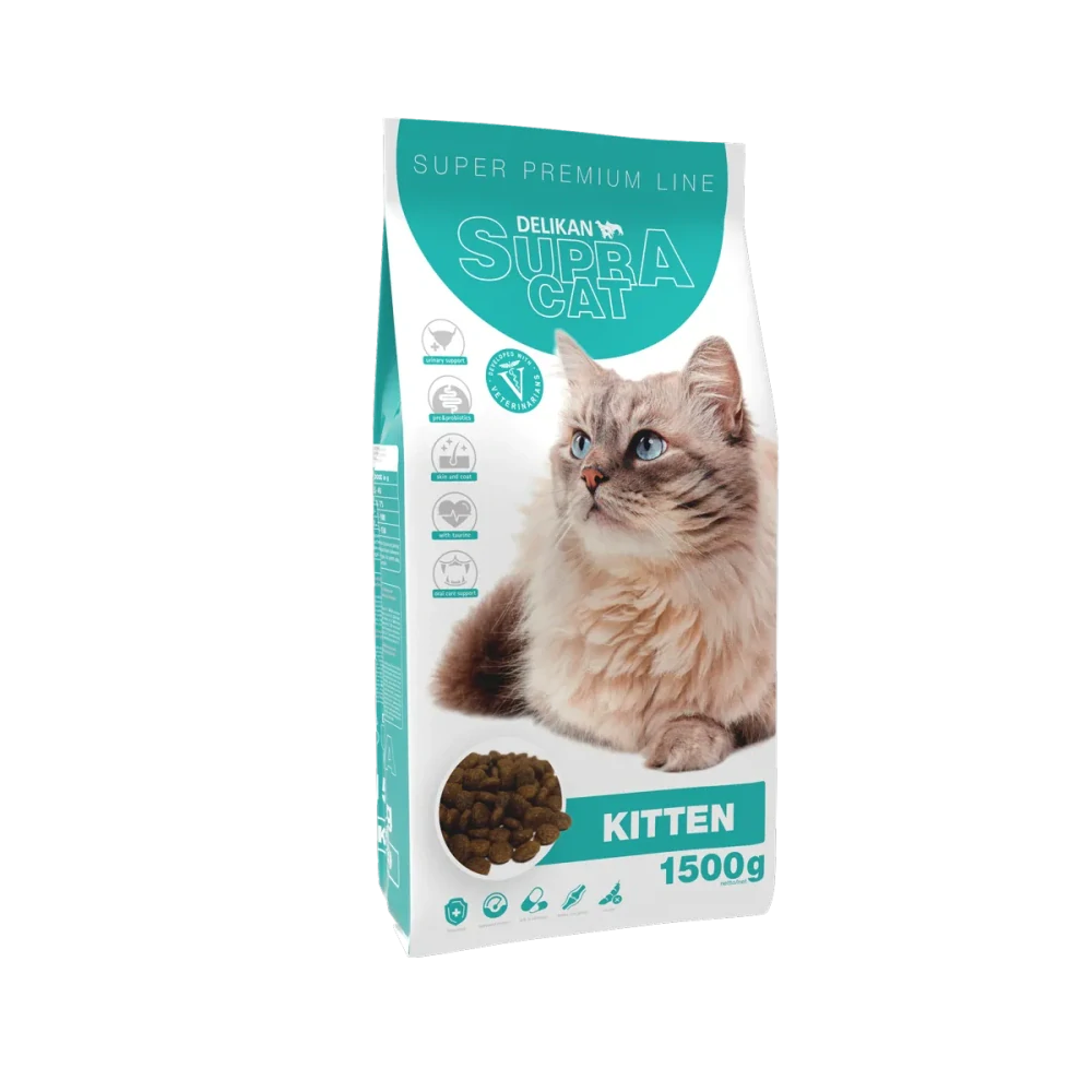 DELIKAN SUPRA CAT Kitten 1,5kg Krmivo určené mačiatkam s hydinovým mäsom a rybou