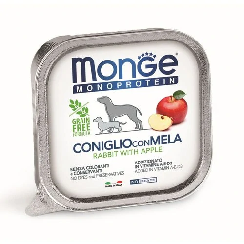 MONGE Monoprotein Fruits Adult Rabbit 150g paštéta 100% králik s jablkom pre dospelých psov