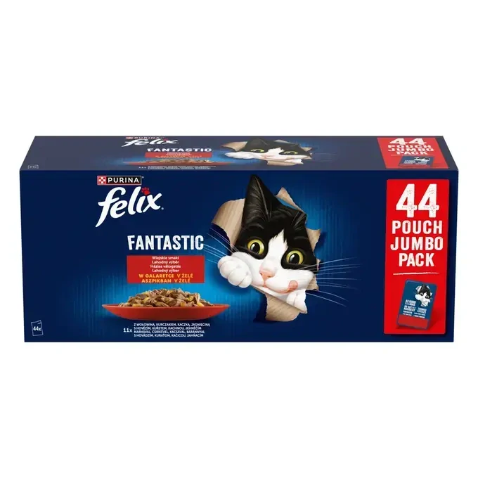 Felix Fantastic kapsičky pre mačky hovädzie, kura, kačica, jahňacie v želé 44×85 g
