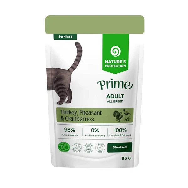 Natures P Prime KAPSIČKA cat adult serilised GF turkey&pheasant&cranberries 85 g
