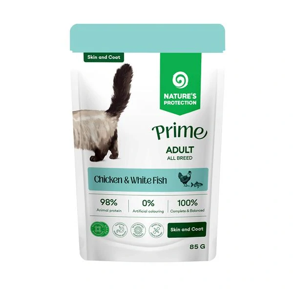 Natures P Prime KAPSIČKA cat adult skin&coat chicken&white fish 85 g