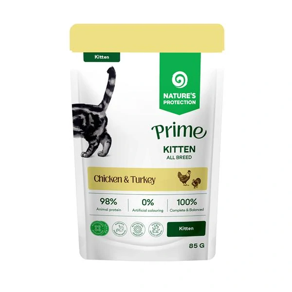 Natures P Prime KAPSIČKA cat kitten GF chicken&Turkey 85 g