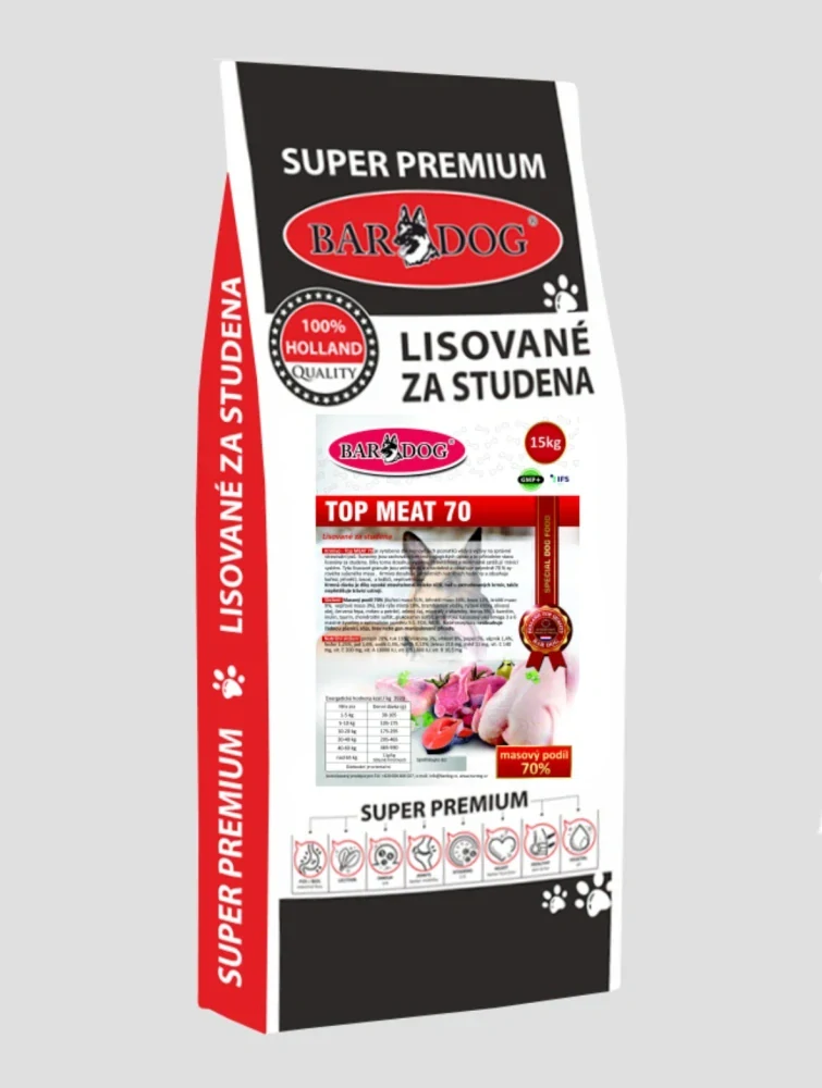 BARDOG Lisované granule 15 kg Top MEAT 70