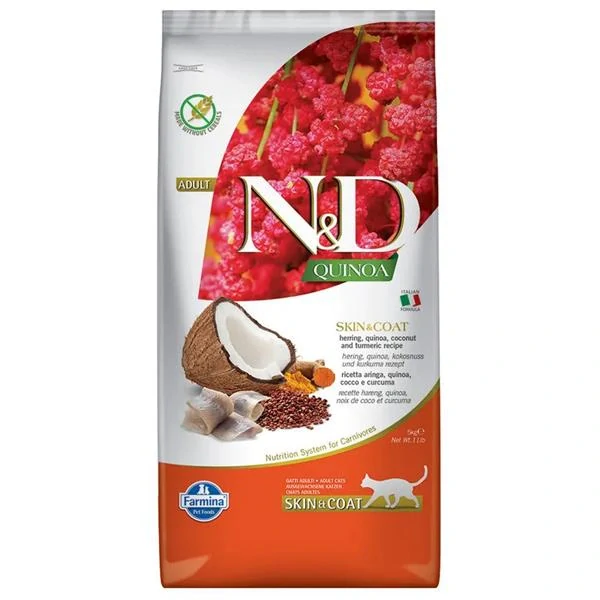 Farmina N&D cat QUINOA (GF) adult skin & coat herring 5 kg