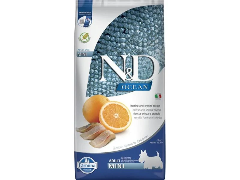 Farmina N&D dog OCEAN (GF) adult mini, herring & orange 7 kg