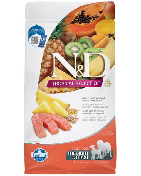 armina N&D dog TROPICAL SELECTION (AG) adult medium & maxi, salmon 2 kg