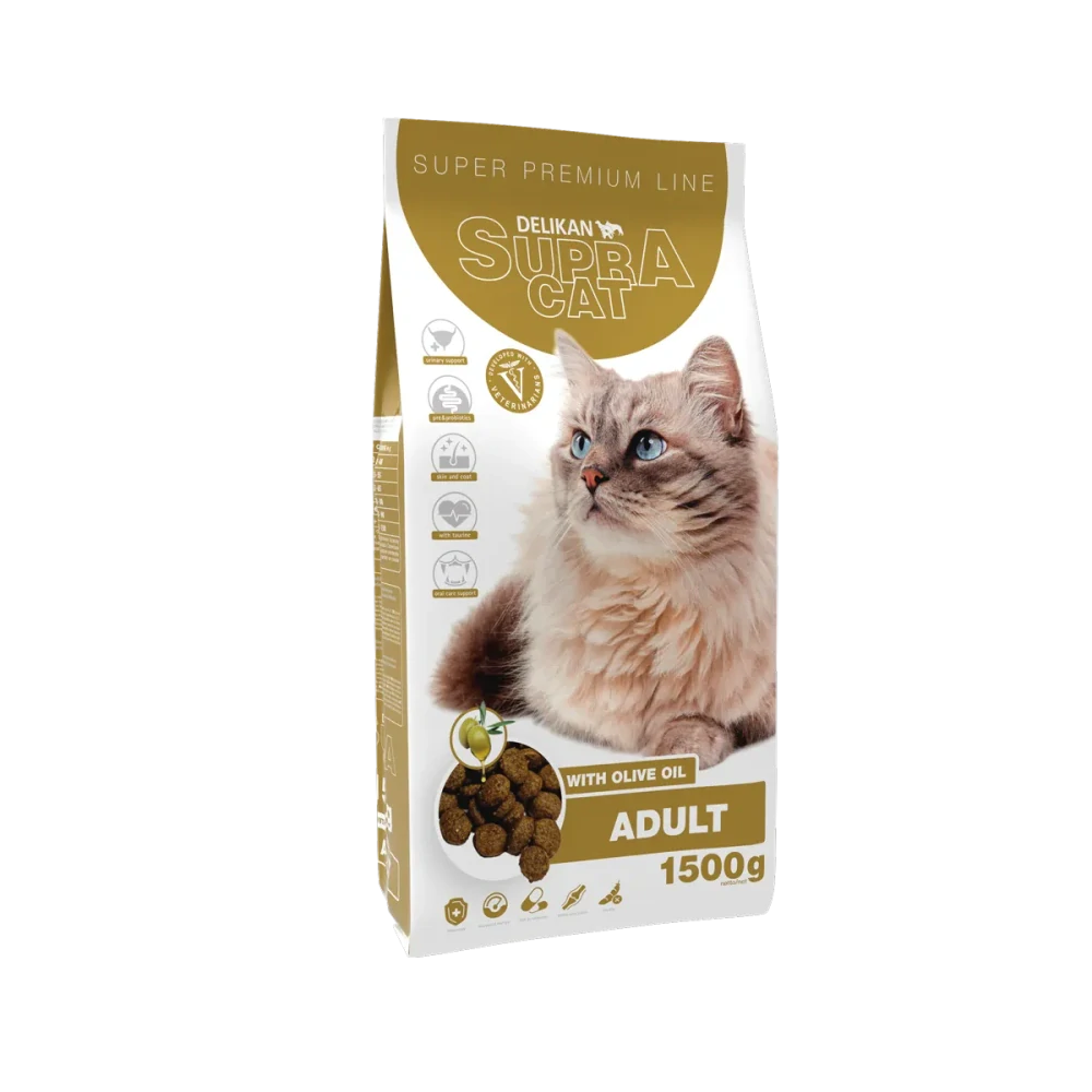 DELIKAN SUPRA CAT Adult Oliva oil 1,5kg superprémiové krmivo pre dospelé mačky s olivovým olejom