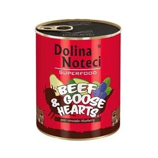 DOLINA NOTECI SUPERFOOD 800g hovädzie a husacie srdce pre psov 80% mäsa