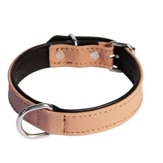 COBBYS PET Obojok z brúsenej pravej kože hnedý podšitý čiernou pravou kožou 35cm/20mm