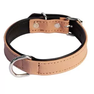 COBBYS PET Obojok z brúsenej pravej kože hnedý podšitý pravou čiernou kožou 45cm/20mm