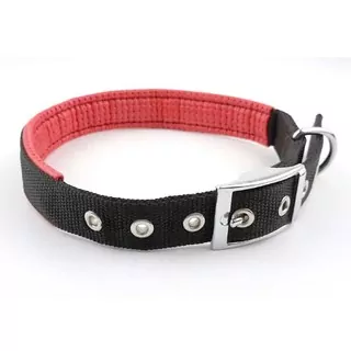 COBBYS PET Obojok dvojitý textilný čierny polstrovaný červeným neoprénom 65cm/25mm