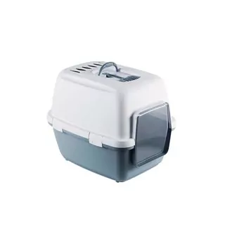 STEFANPLAST Cathy Comfort Krytá mačacia toaleta s filtrom a lopatkou modrá/biela 58x45x48cm