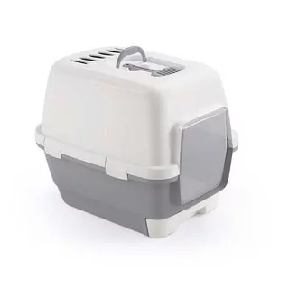 STEFANPLAST Cathy Clever & Smart Krytá toaleta so zásuvkou na podstielku 58x45x48 cm sivá/ biela