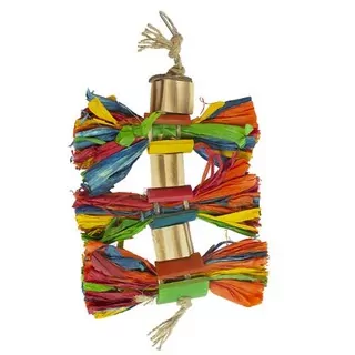 DUVO+ Závesná farebná hračka z kukuričných listov s bambusom a kokosom pre exoty 25,4x15,2x3,5cm