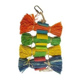 DUVO+ Závesná farebná hračka z rafie a bambusu pre exoty 25,4x12x3,8cm