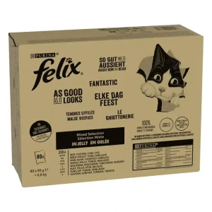 FELIX Fantastic Multipack 80x85g hovädzie,kura,tuniak,treska v želé