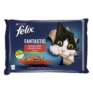 Nestlé FELIX Fantastic cat Multipack kura s rajčinami & hovädzie s mrkvou želé kapsička 4x85 g