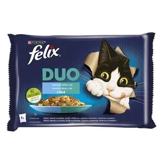 FELIX Fantastic DUO kapsička 4x85g treska a losos, losos a sardinky, sleď a pstruh, pstruh a makrela v želé