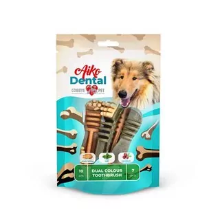 COBBYS PET AIKO Dental Dual color toothbrush 10cm medium 175g 7ks
