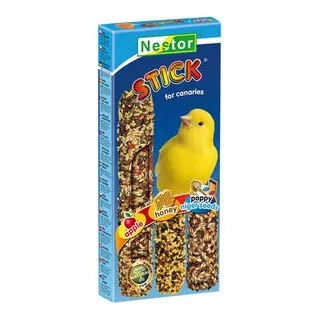 NESTOR Tyčinky 3 v 1 pre kanáriky jablko+med+mak, niger 3ks / 130g