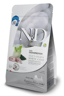 Farmina N&D dog WHITE (GF) adult mini, sea bass, spirulina & fenel 2 kg