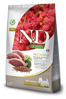 Farmina N&D dog QUINOA (GF) adult mini, neutered, duck, broccoli & asparagus 0,8 kg