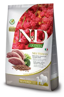 Farmina N&D dog QUINOA (GF) adult medium & maxi, neutered, duck, broccoli & asparagus 12 kg