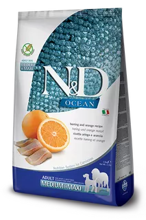 Farmina N&D dog OCEAN (GF) adult medium & maxi, herring & orange 12 kg