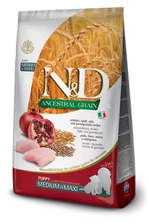 Farmina N&D dog AG puppy medium & maxi, chicken, spelt, oats & pomegranate 12 kg