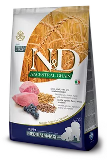 Farmina N&D dog AG puppy medium & maxi, lamb, spelt, oats & blueberry 12 kg