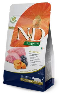 Farmina N&D cat PUMPKIN (GF) adult, neutered, lamb & blueberry 5 kg