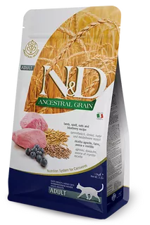Farmina N&D cat AG adult, lamb, spelt, oats & blueberry 5 kg