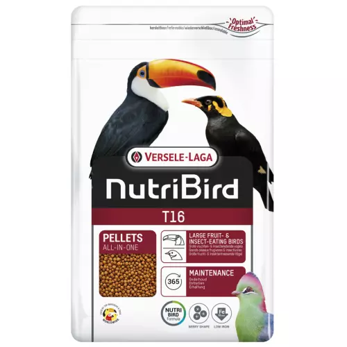 VL NutriBird T16- celoročné extrudy pre tukany, turaka a veľké ovocnomilné druhy vtákov 10 kg