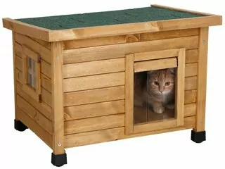 Drevená búda pre mačky KERBL RUSTICA 57 x 45 x 43 cm