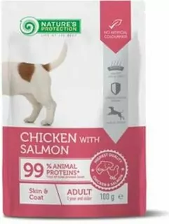 Natures P KAPSIČKY pes adult skin & coat chicken & salmon 22x100 g