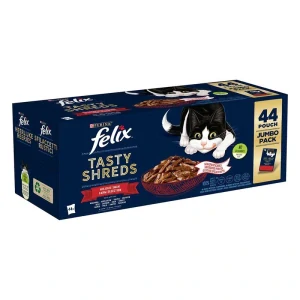 Nestlé FELIX Tasty shreds cat Multipack kura&hovädzie&kačica&morka v šťave kapsička 44x80 g