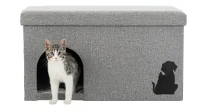 Domček / búdka KIMMY, tkaná látka, odnímateľné veko, 72x40x40cm, sivá