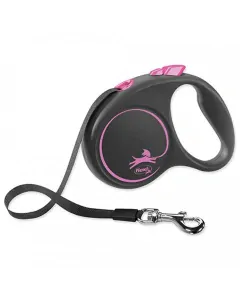 Vodítko Flexi Black Design páska L 5 m ružové (do 50 kg)