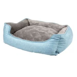DUVO+ Mäkký obdĺžnikový pelech pre psov čierno-modrý S 53x42x18cm