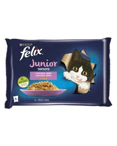 Nestlé FELIX Fantastic cat Multipack junior kura&losos želé kapsička 4x85 g
