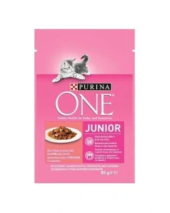 Nestlé PURINA ONE cat Junior mini filetky s lososom a mrkvou v šťave 4x85g