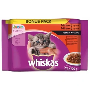Mars WHISKAS kapsička cat Junior Mäsový výber kura&hovädzie&jahňa&králik v šťave 4 x 85 g