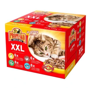 PROPESKO kapsička mačka kura-hovädzie,losos-králik 24x100g XXL v omáčke
